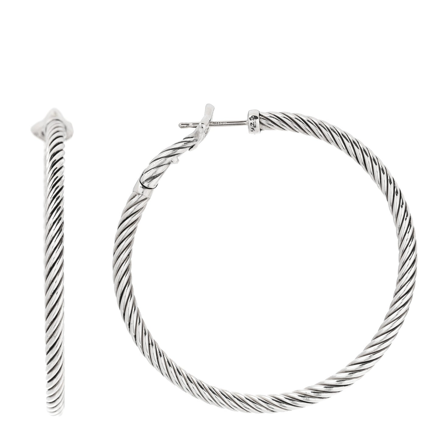 Sterling Silver Large Cable Classics Hoop Earrings
