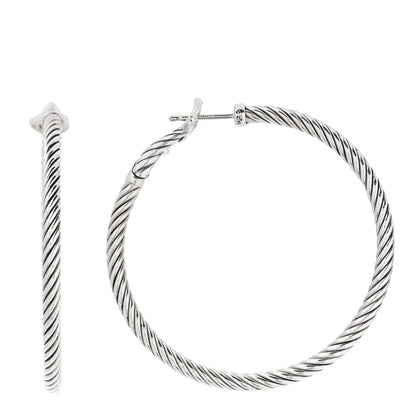 David Yurman Sterling Silver Large Cable Classics Hoop Earrings 1 of 4