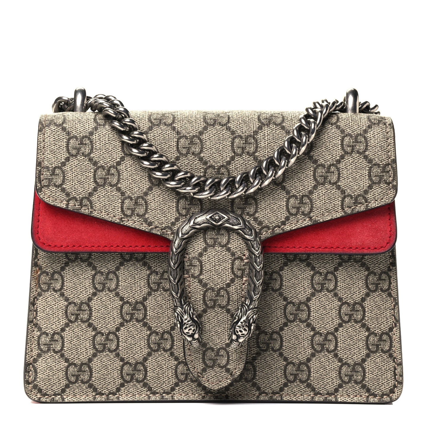GG Supreme Monogram Mini Dionysus Shoulder Bag Hibiscus Red