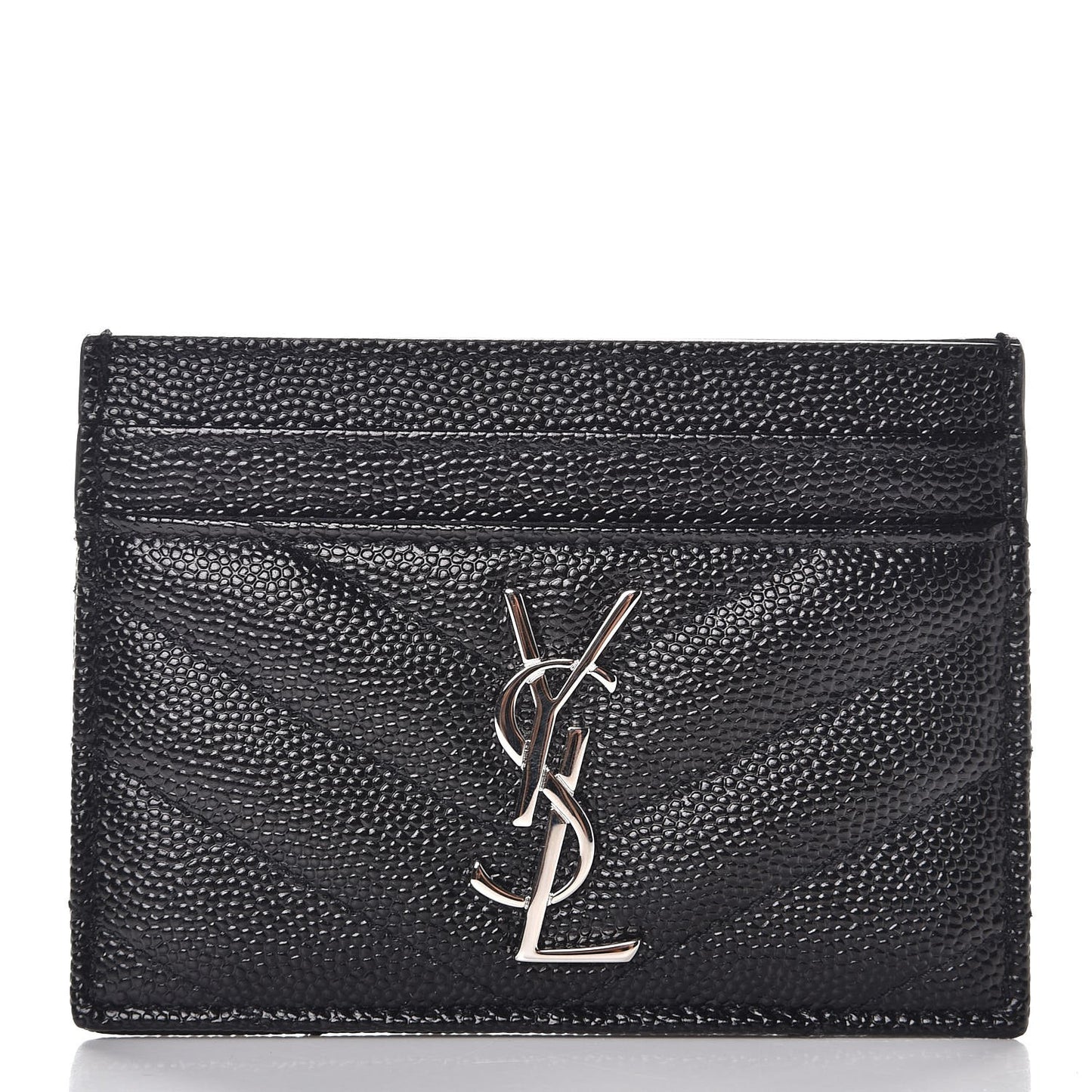 Grain De Poudre Matelasse Chevron Monogram Credit Card Case Black