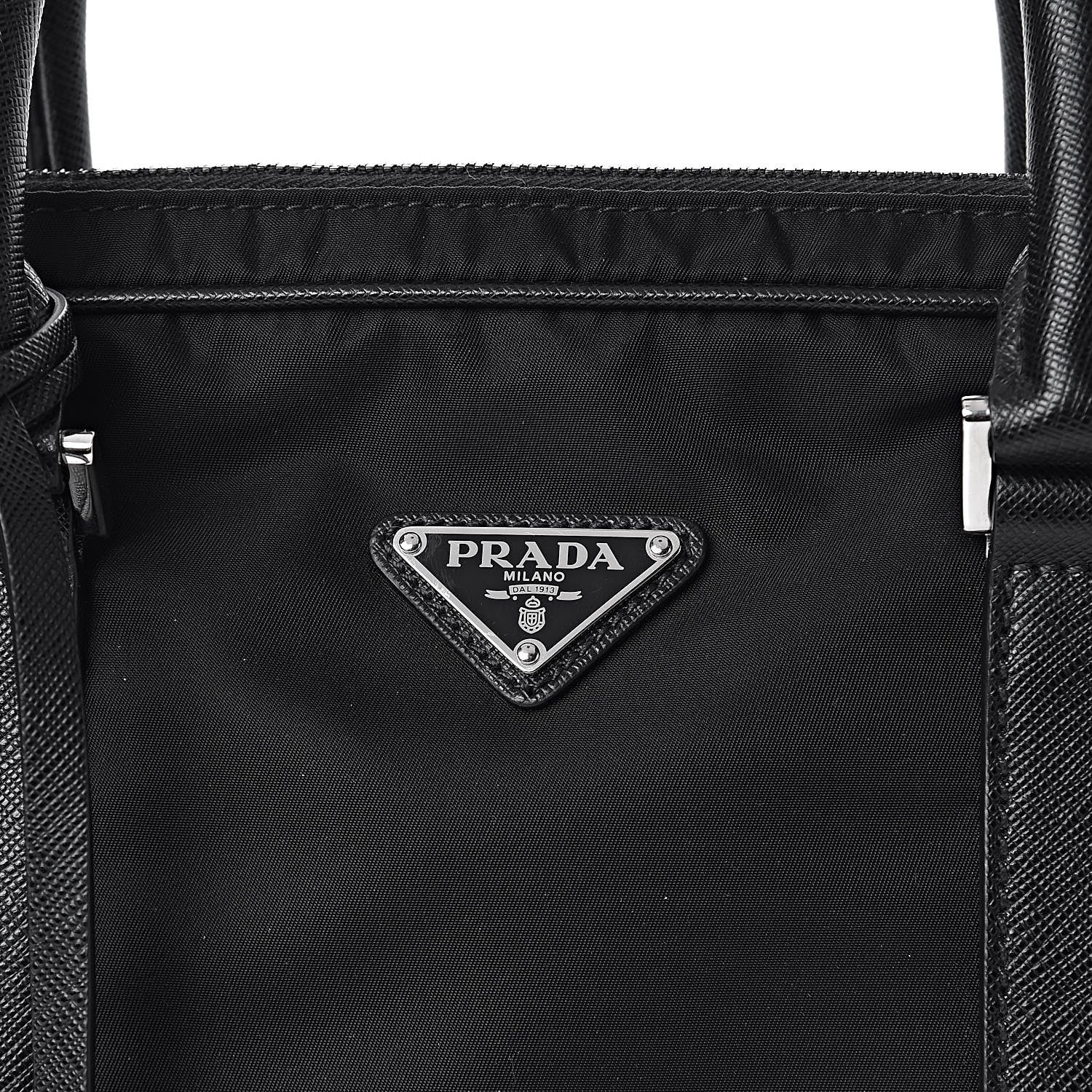 Prada Tessuto Nylon Saffiano Metal Triangle Logo Work Bag Black 10 of 10