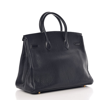 Hermes Taurillon Clemence Birkin 35 Bleu Indigo 3 of 36
