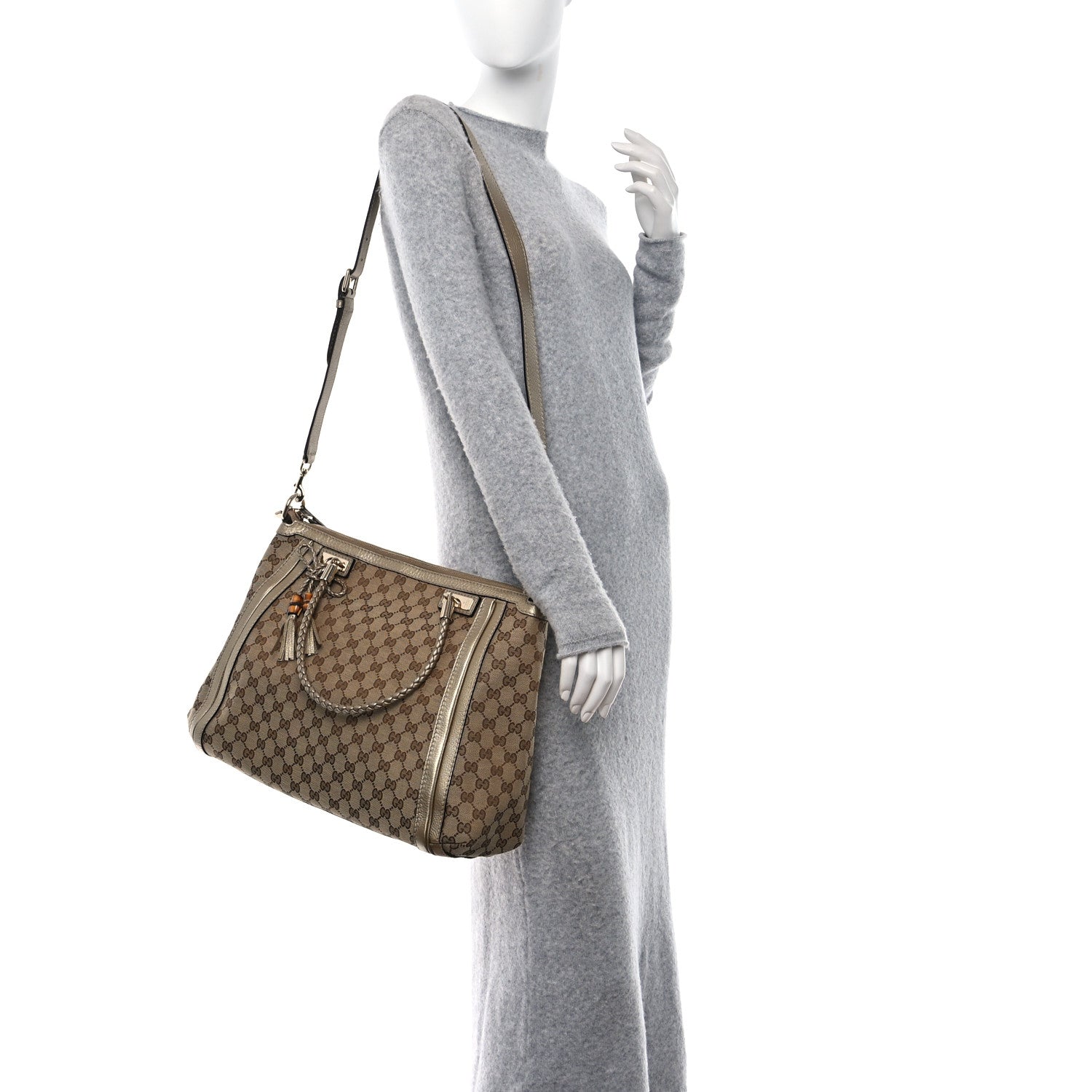 Gucci I Monogram Cellarius Calfskin Large Bella Top Handle Bag Gold 2 of 9