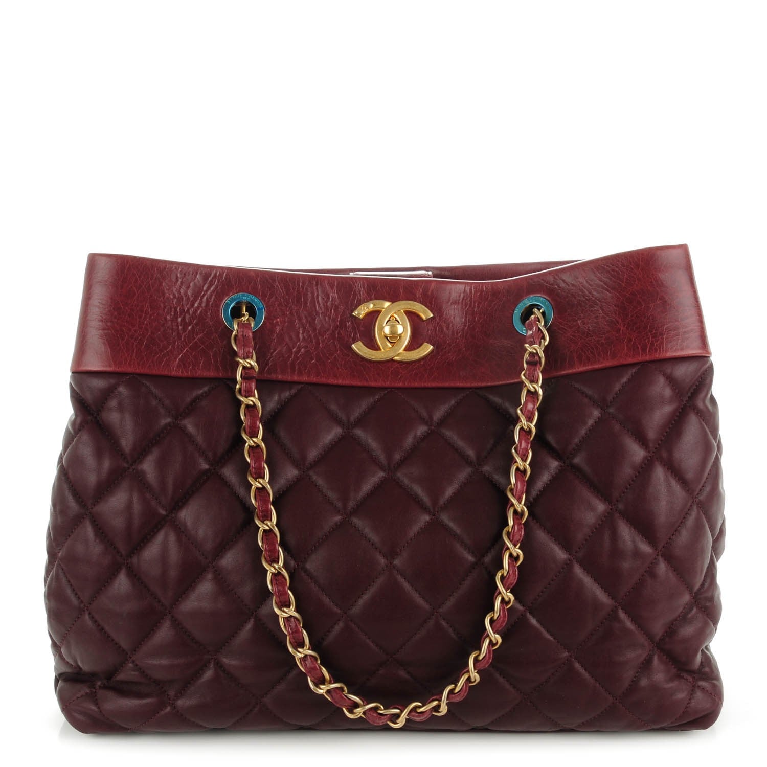 Chanel Calfskin Quilted Large Soft Elegance Tote Burgundy 1 of 7