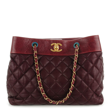 Chanel Calfskin Quilted Large Soft Elegance Tote Burgundy 1 of 7