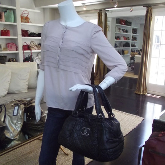 Chanel HANEL Aged Calfskin Coco Rider Bowling Bag Black 2 of 11