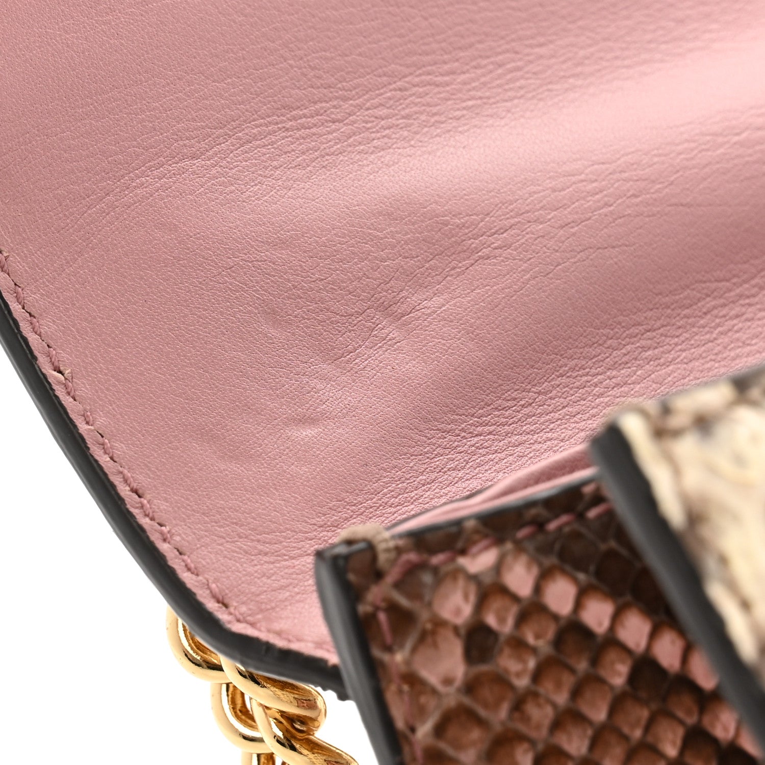 Gucci Snakeskin Small Padlock Shoulder Bag Gold Beige Pink 13 of 13