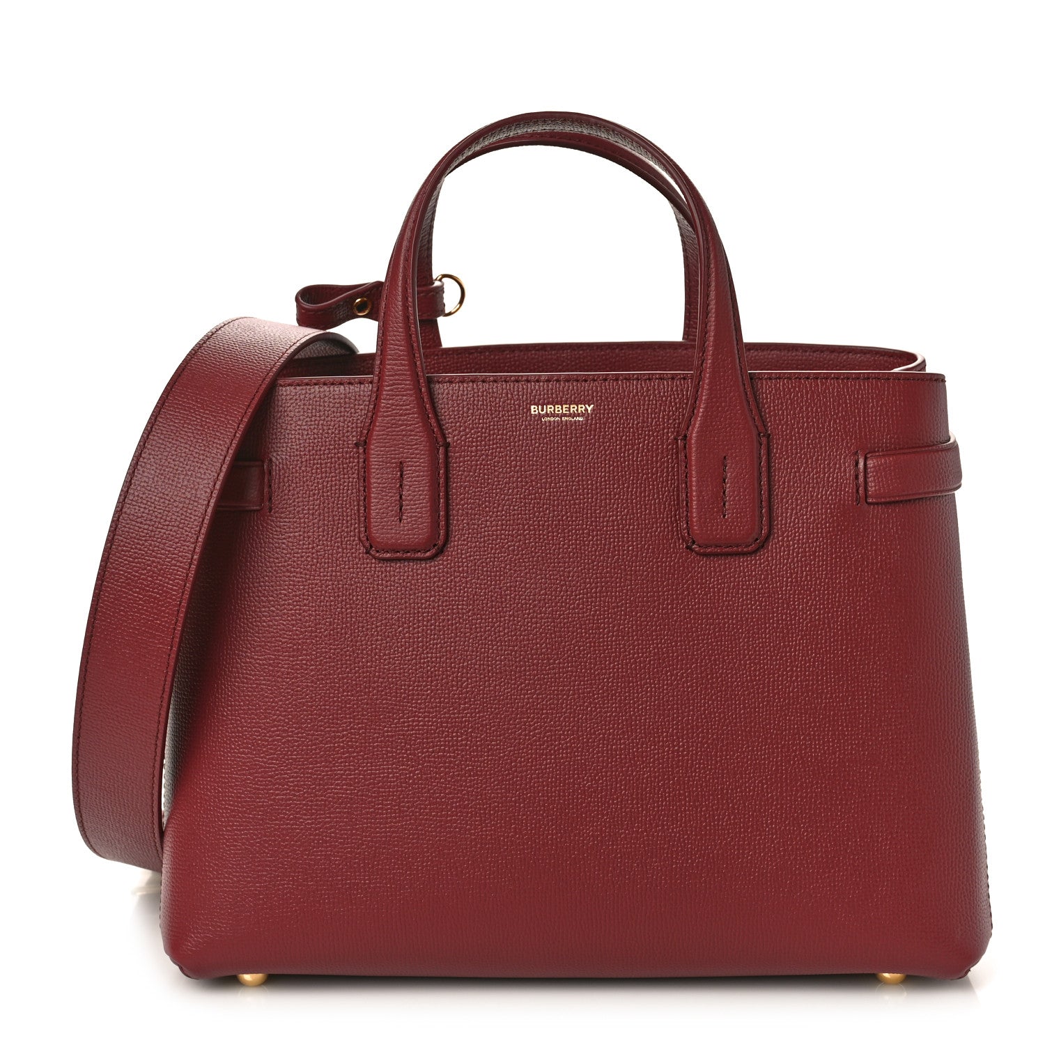 Burberry Grainy Calfskin House Check Medium Banner Tote Mahogany Red 1 of 9