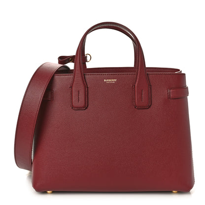 Burberry Grainy Calfskin House Check Medium Banner Tote Mahogany Red 1 of 9