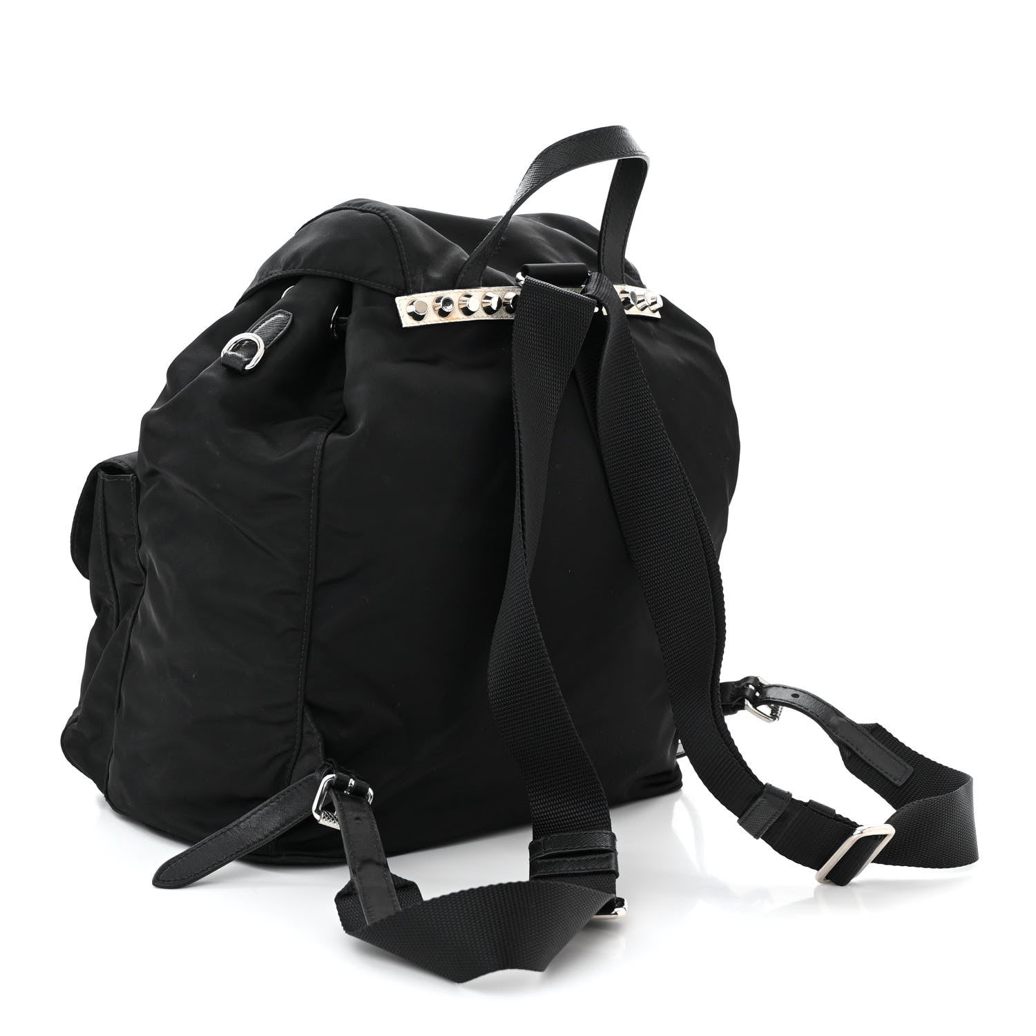 Prada Nylon New Vela Studded Backpack Black Fuoco 3 of 10