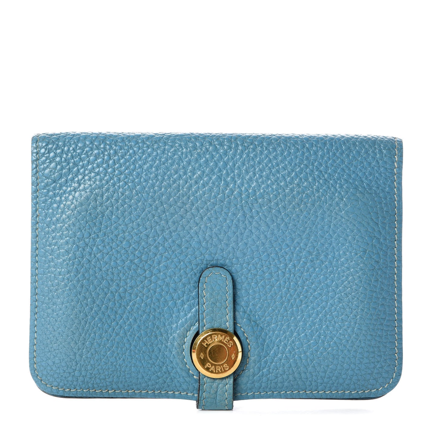 Taurillon Clemence Dogon Compact Wallet Blue Jean