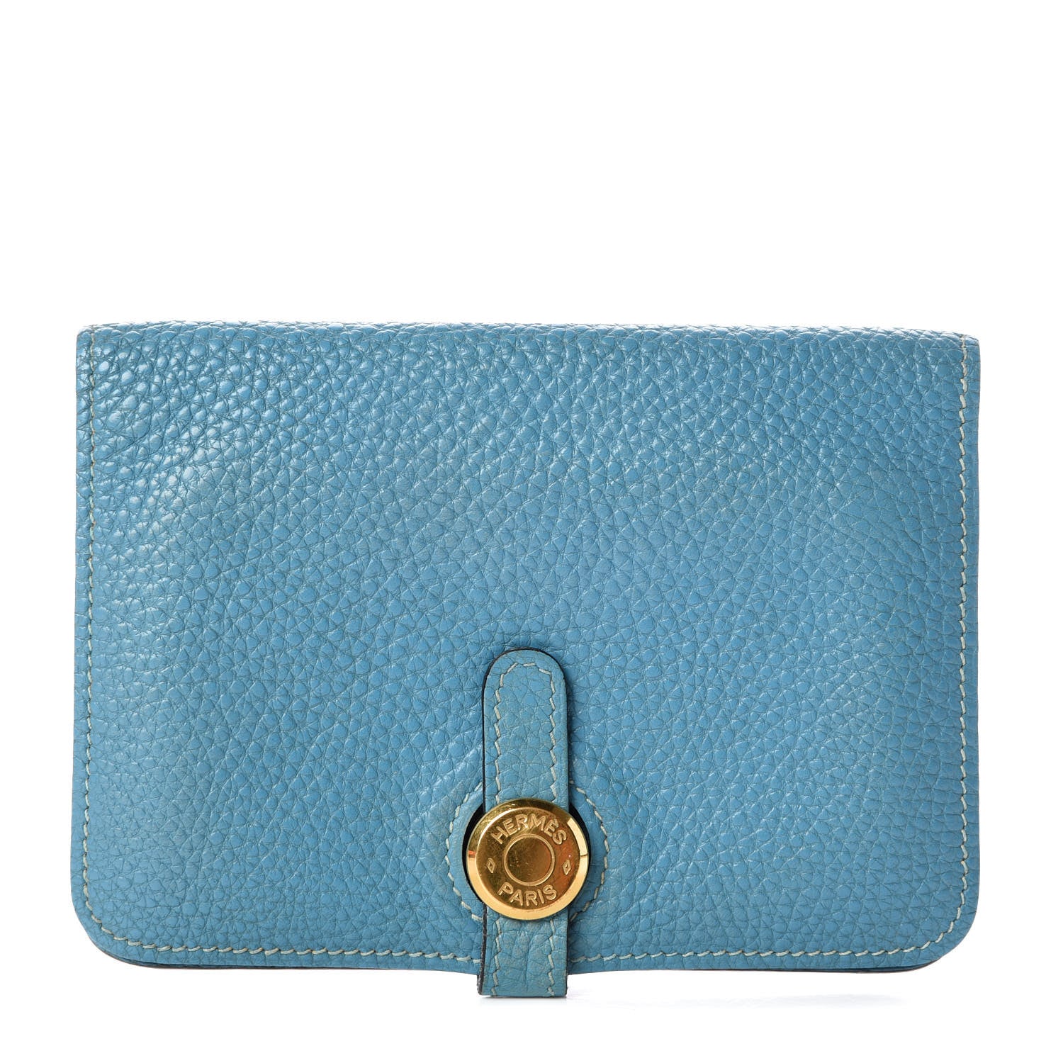 Hermes Taurillon Clemence Dogon Compact Wallet Blue Jean 1 of 12