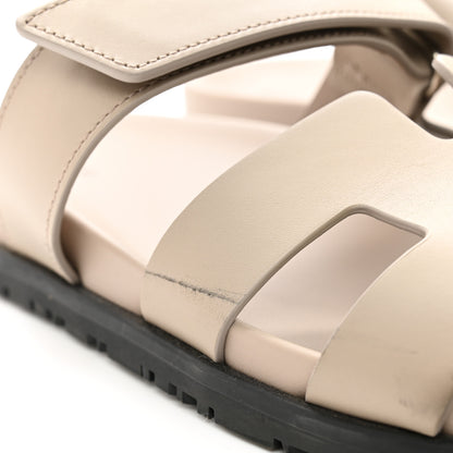 Hermes Calfskin Womens Chypre Sandals 38 Beige Mastic 9 of 10