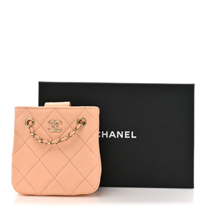 Chanel Lambskin Quilted Tiny Shopping Clutch With Chain Light Beige 15 of 15