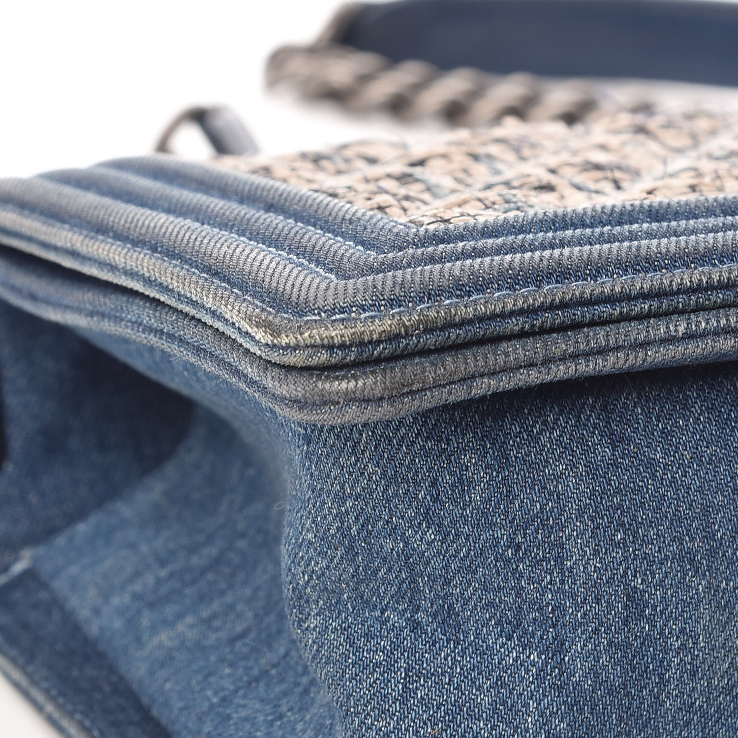 Chanel Tweed Denim Medium Boy Flap Dark Blue 14 of 24