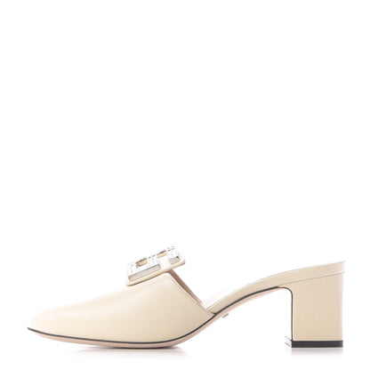 Gucci Malaga Kid Crystal Square G Madelyn Mules 40 Vintage White 1 of 12