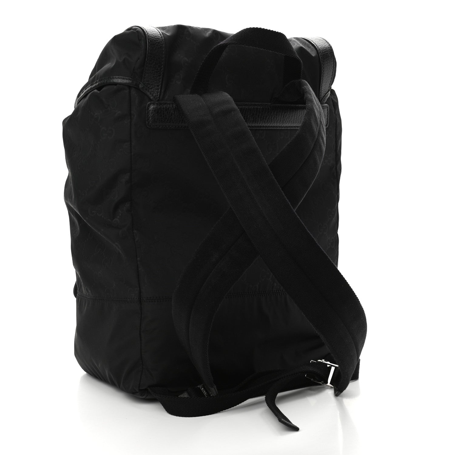 Gucci Nylon Monogram Medium Light Double Buckle Backpack Black 3 of 13