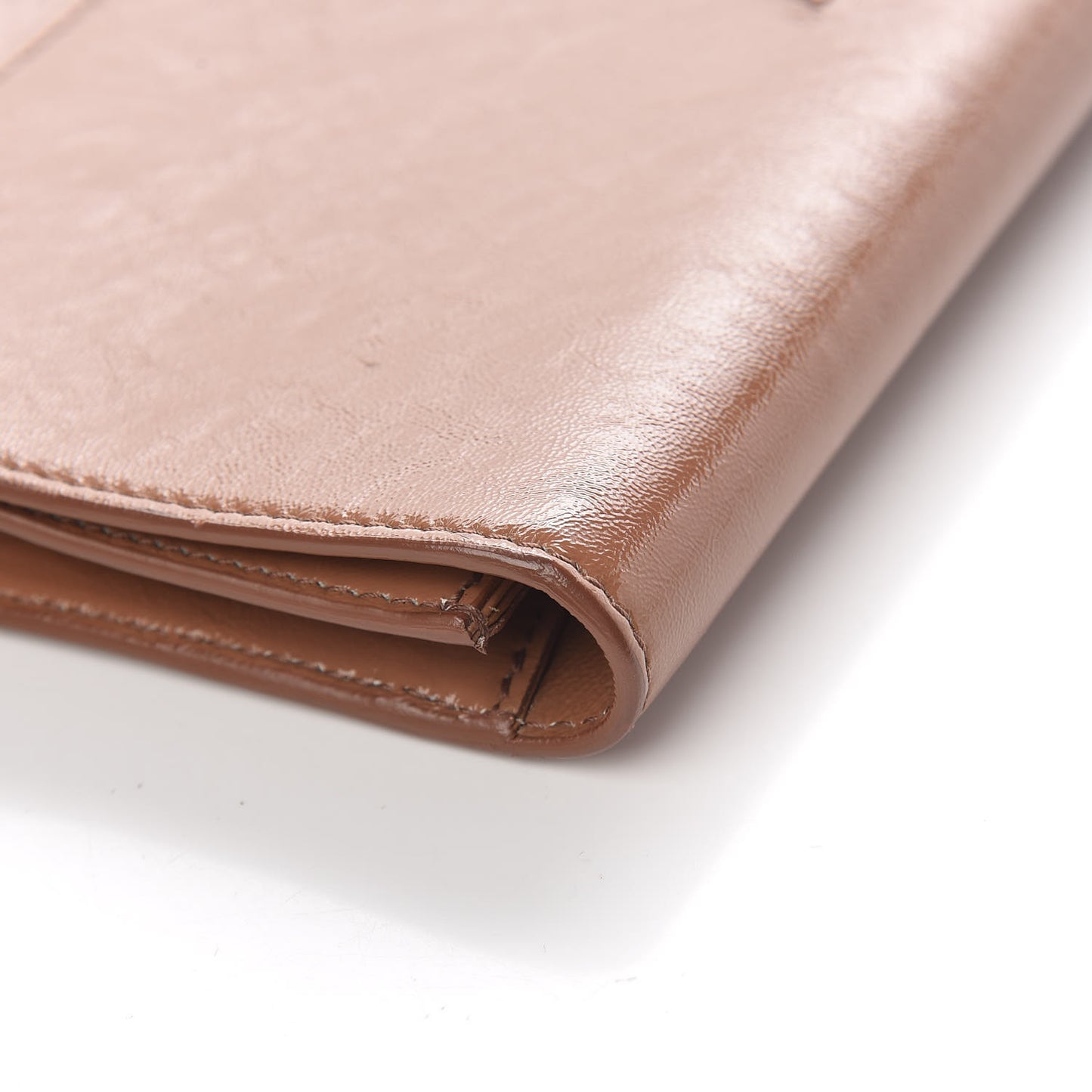 Textured Patent Calfskin Large Belle De Jour Clutch Nude
