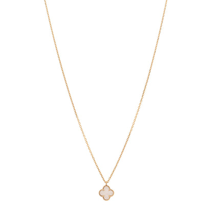 Van Cleef & Arpels 18K Yellow Gold Mother of Pearl Sweet Alhambra Pendant Necklace 1 of 6