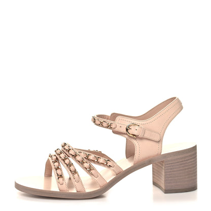 Chanel Calfskin Chain Sandals 41 Pink 1 of 8