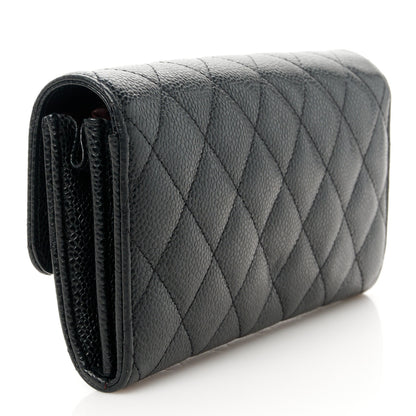 Chanel Caviar Quilted Long Flap Wallet Black 3 of 9