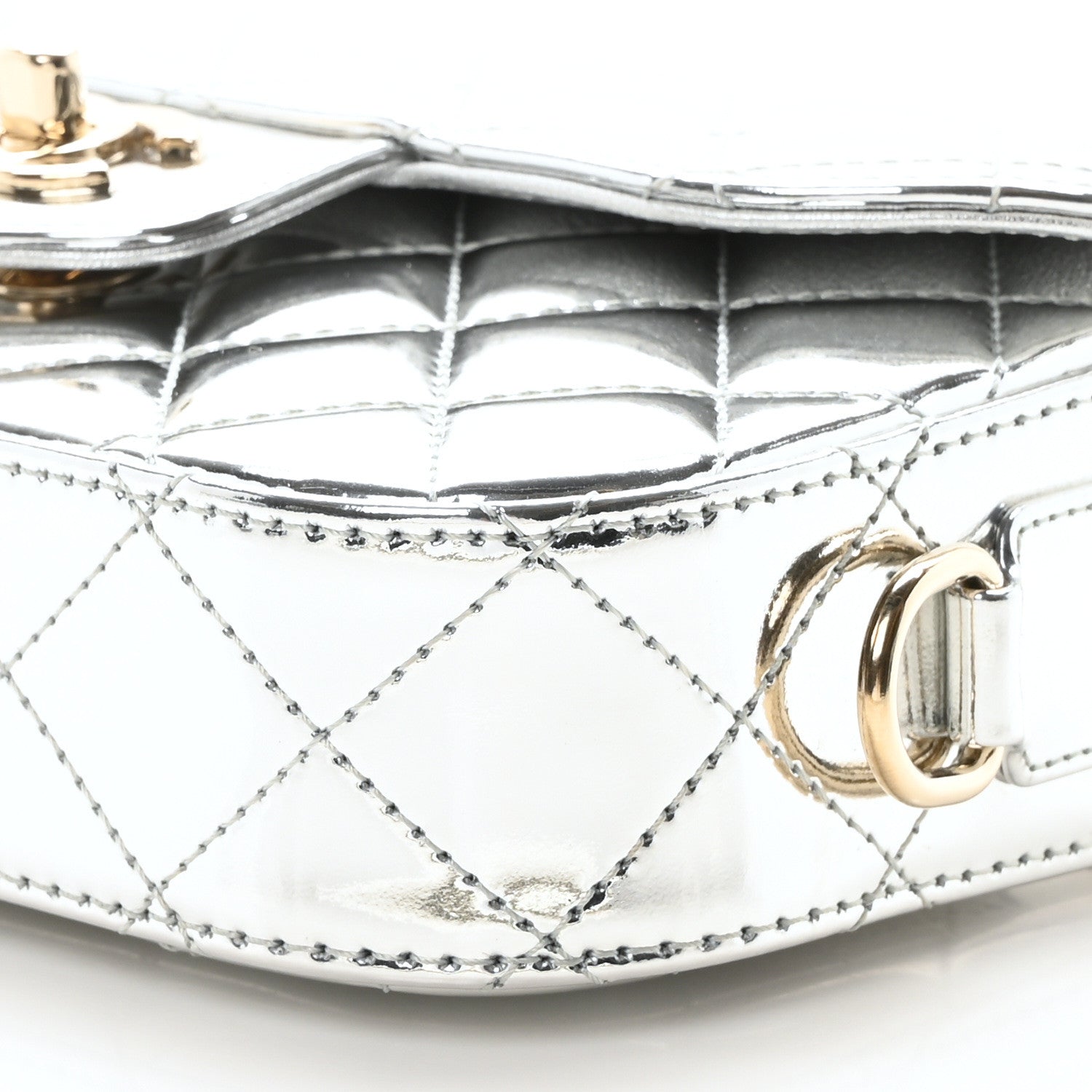 Chanel Mirror Calfskin Metallic Calfskin Quilted Hollywood Boulevard Mini Flap With Star Coin Purse Silver 11 of 12