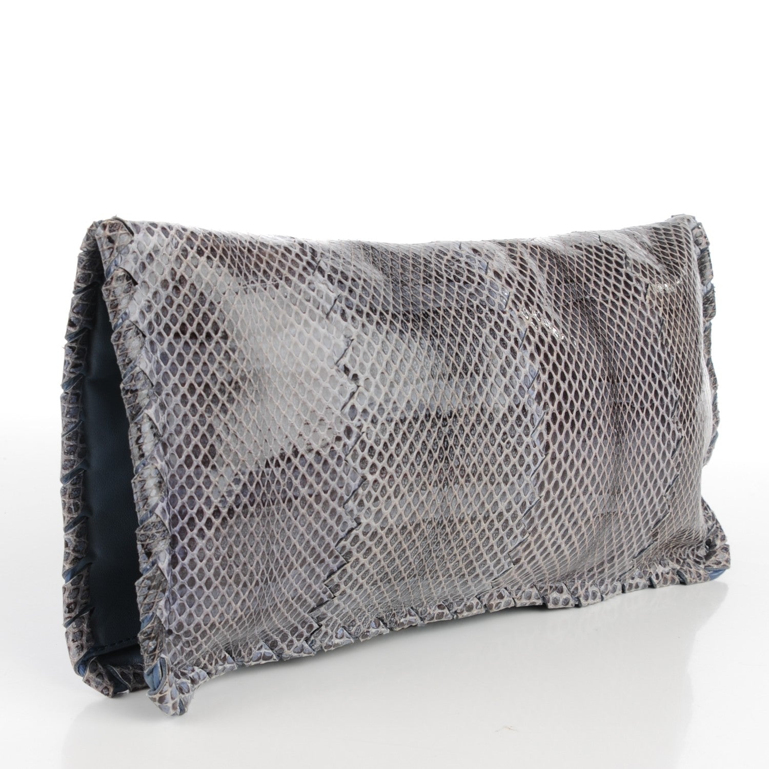 Bottega Veneta Glazed Ayers Livrea Intrecciato Turnlock Clutch Light Blue 3 of 9