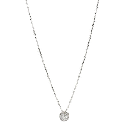 David Yurman Sterling Silver Diamond 9mm Petite Pave Pendant Necklace 1 of 4