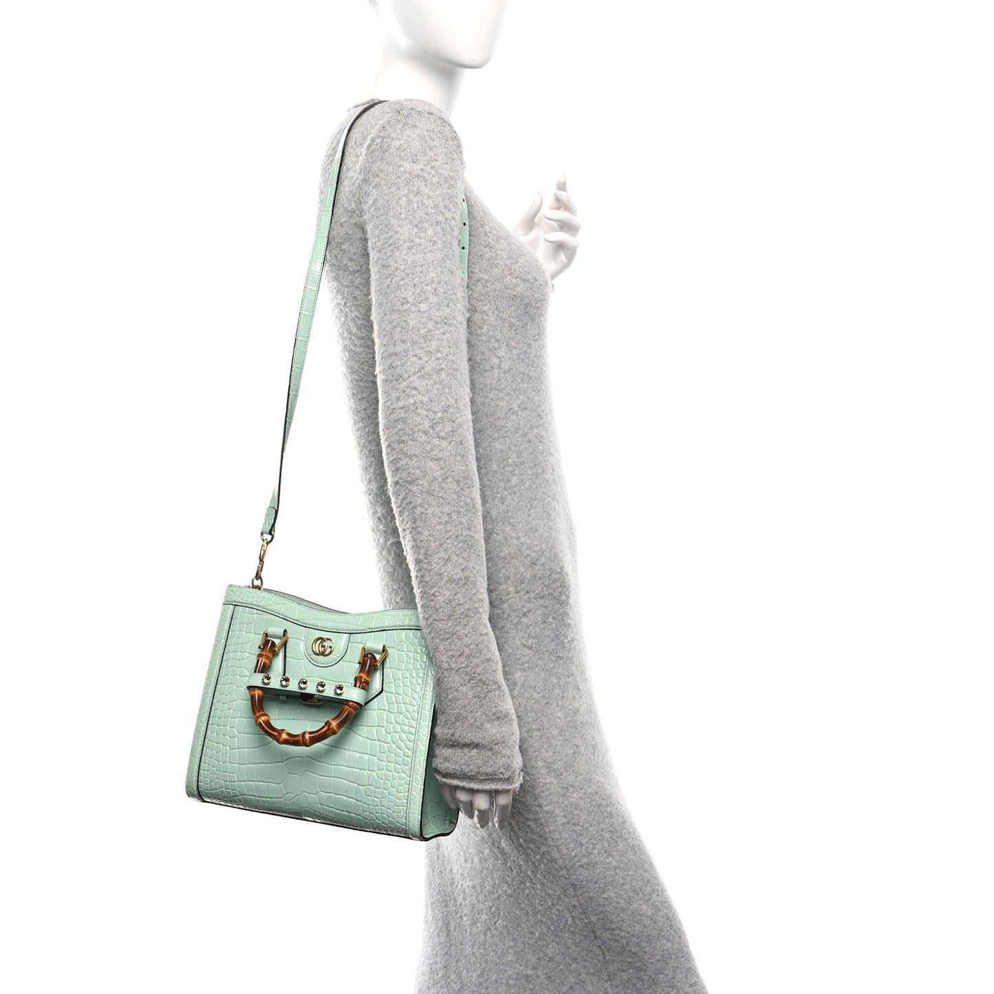 Alligator Small Diana Tote Bag Green