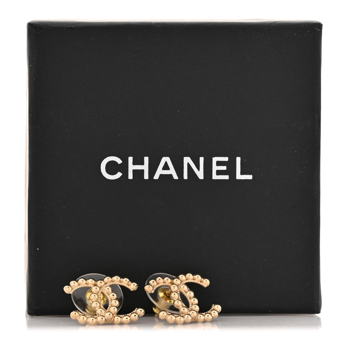 Metal Bead CC Earrings Gold