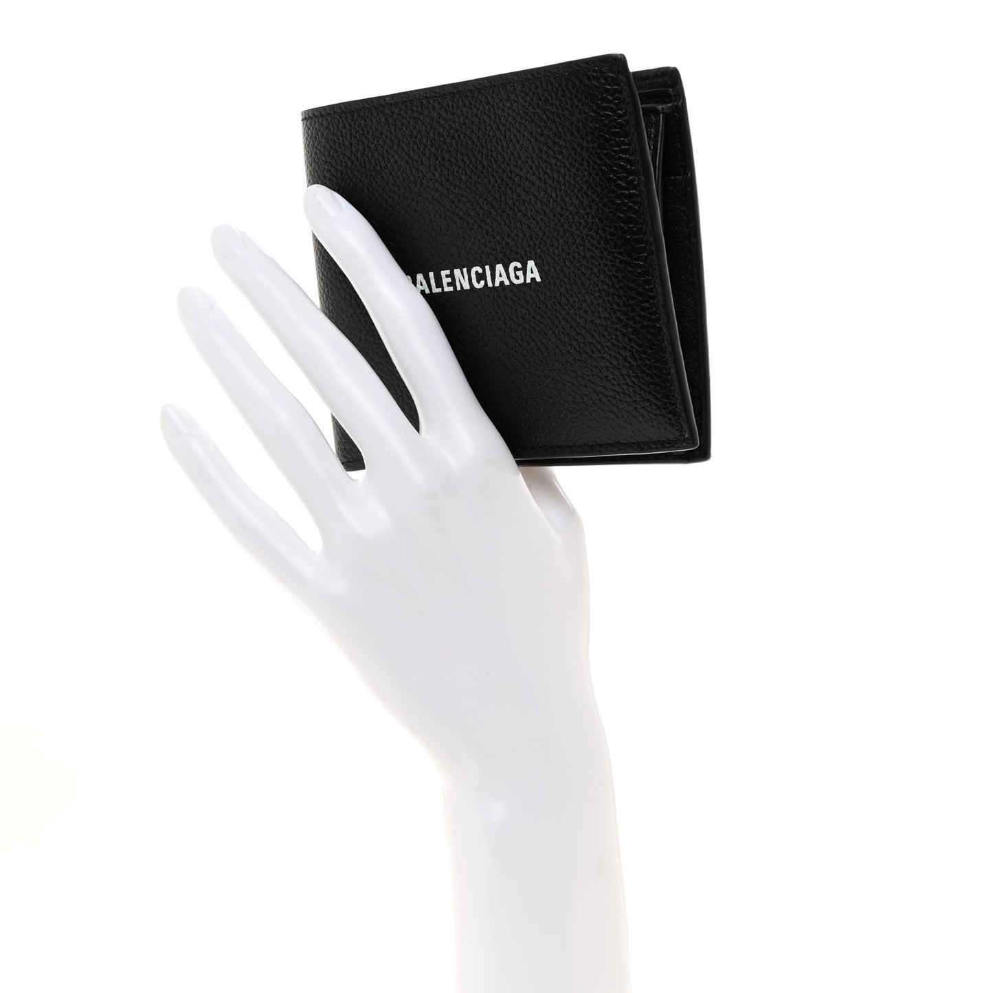 Calfskin Logo Cash Square Bi-Fold Wallet Black White