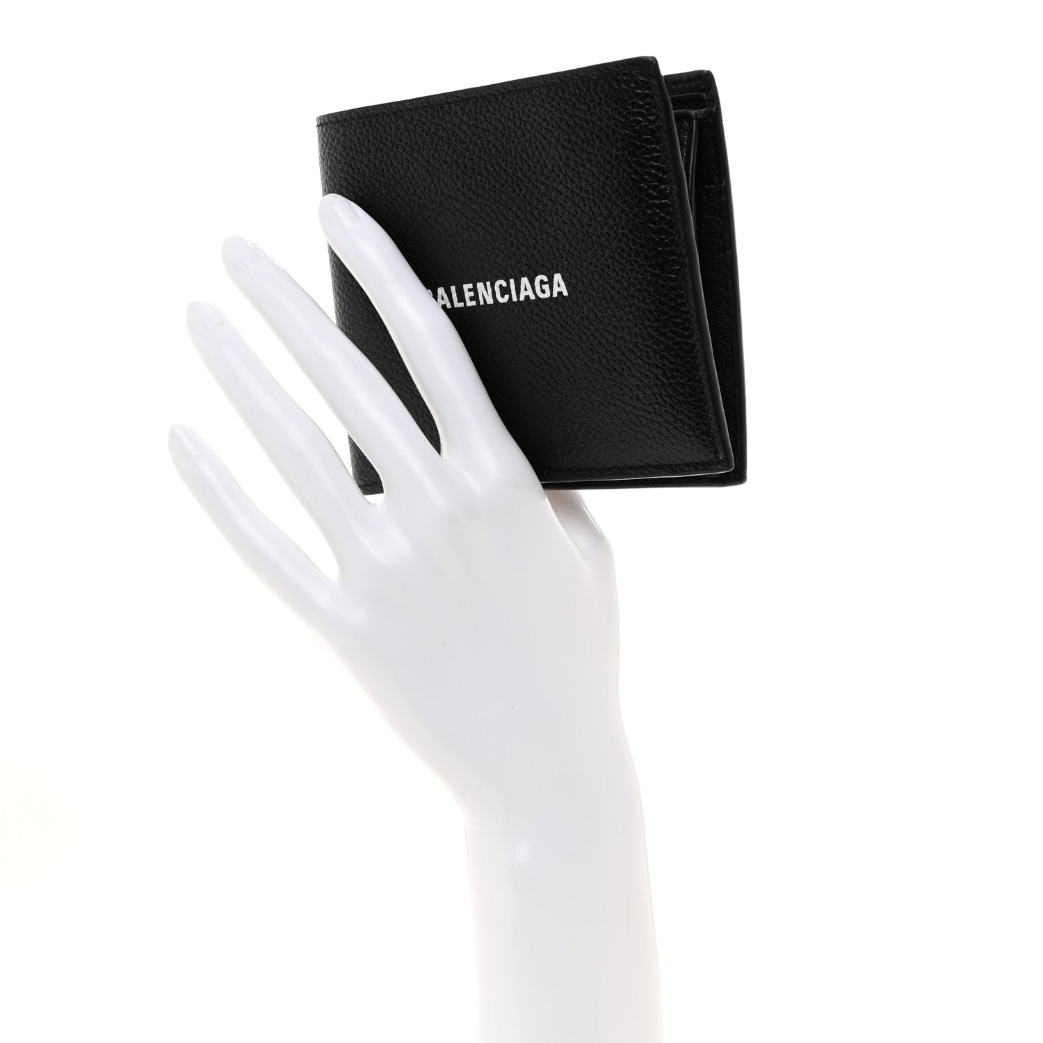 Balenciaga Calfskin Logo Cash Square Bi-Fold Wallet Black White 2 of 7