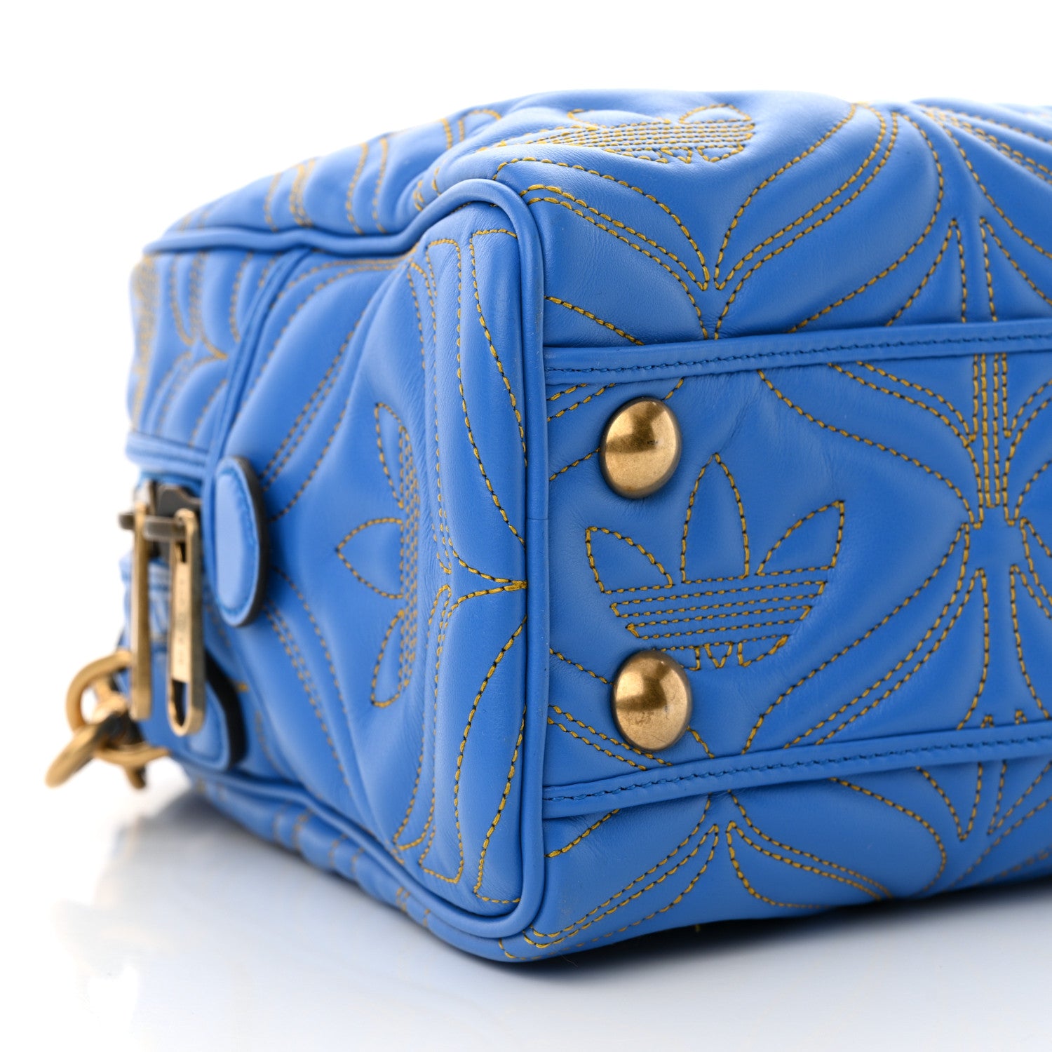 Gucci X ADIDAS Calfskin Trefoil Web GG Marmont Medium Duffle Bag Blue 9 of 11