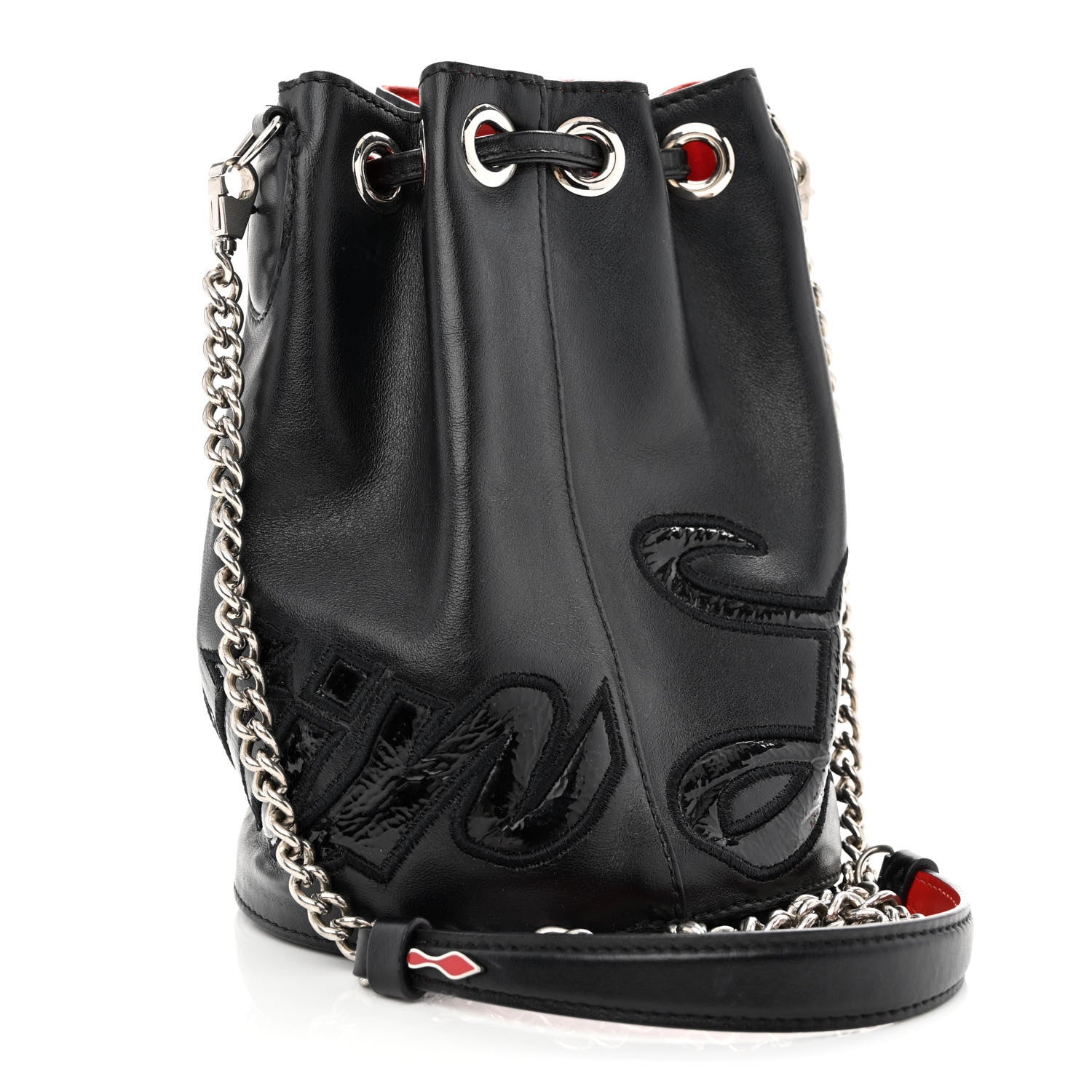 Christian Louboutin Calfskin Sequin Marie Jane Bucket Black 3 of 13