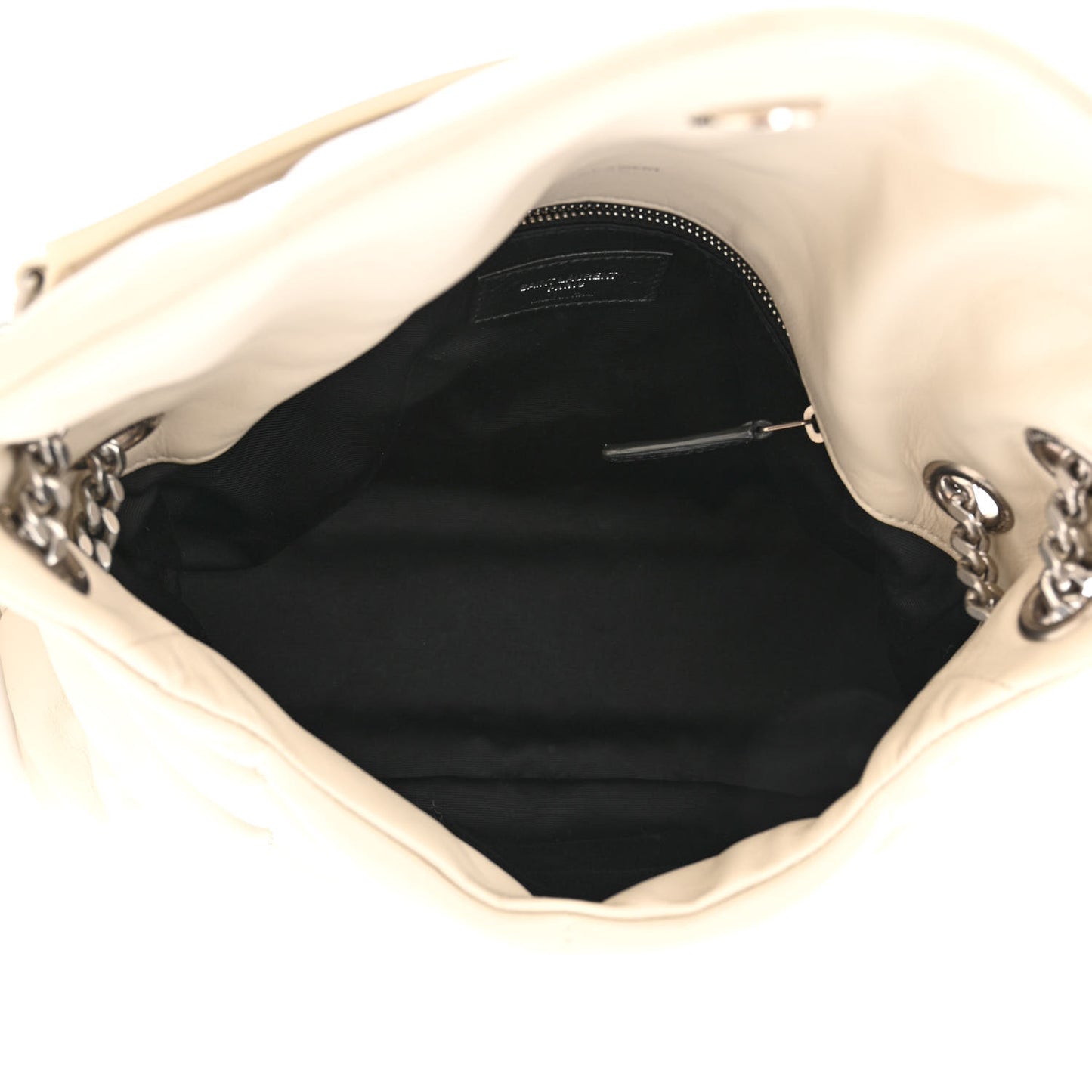 Lambskin Quilted Small Loulou Puffer Monogram Chain Satchel Blanc Vintage