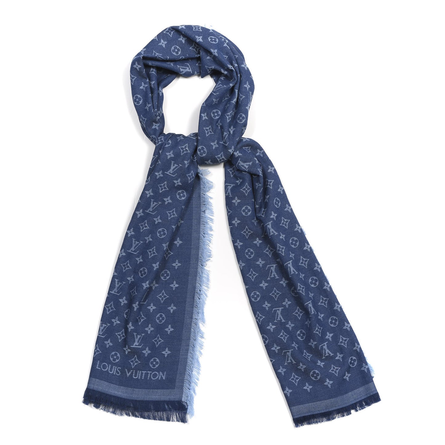Cotton Monogram Essential Stole Blue