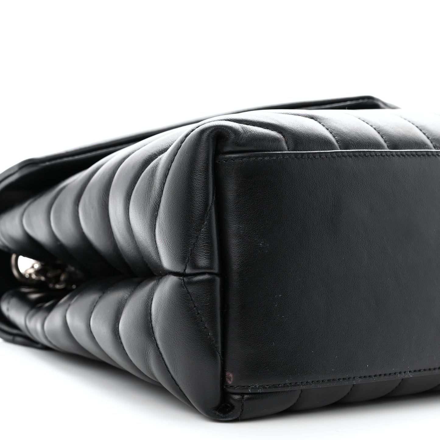 Calfskin Y Quilted Monogram Medium Loulou Chain Satchel Black