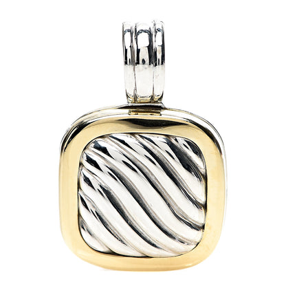 David Yurman Sterling Silver 18K Yellow Gold 16mm Sculpted Cable Locket Enhancer Pendant 1 of 5