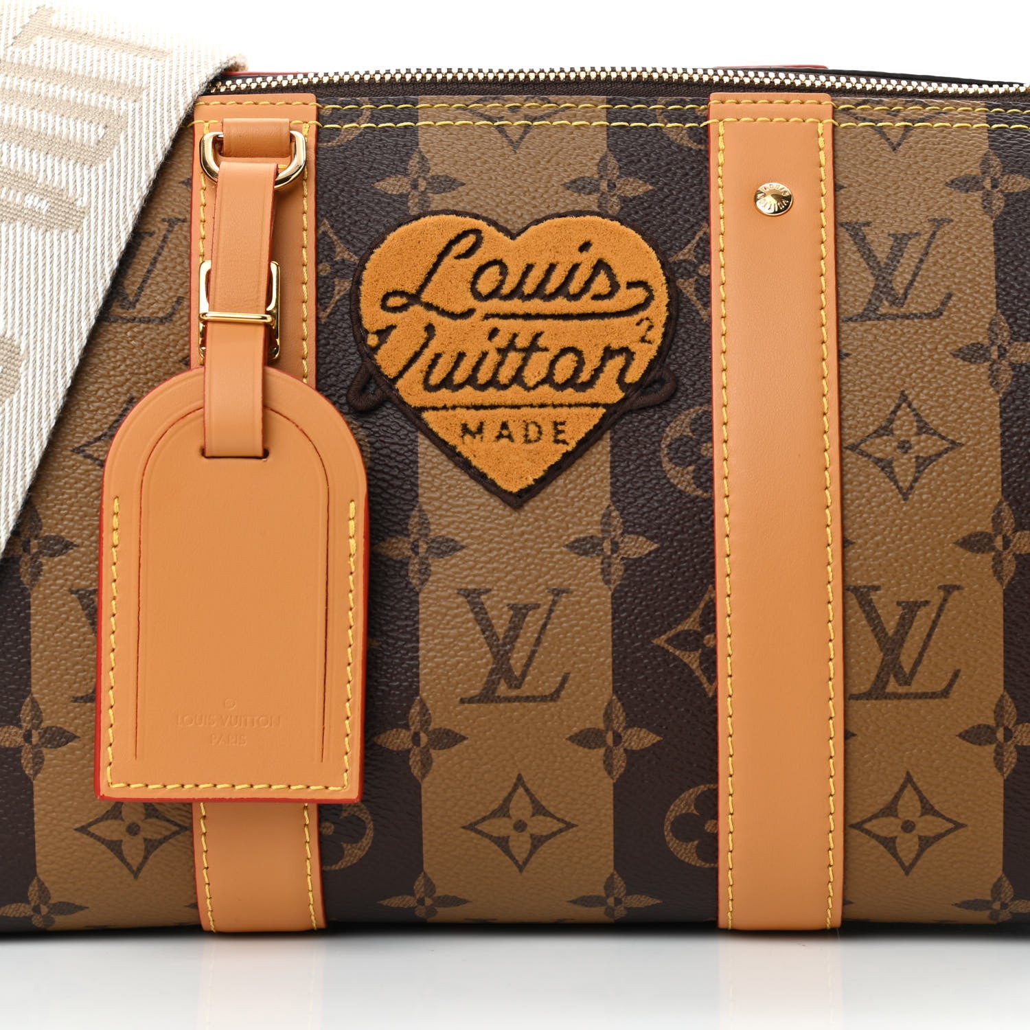 Louis Vuitton X NIGO Reverse Monogram Stripes City Keepall Bandouliere Brown 7 of 11