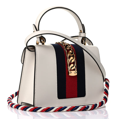 Gucci Calfskin Mini Sylvie Top Handle Bag White 3 of 10