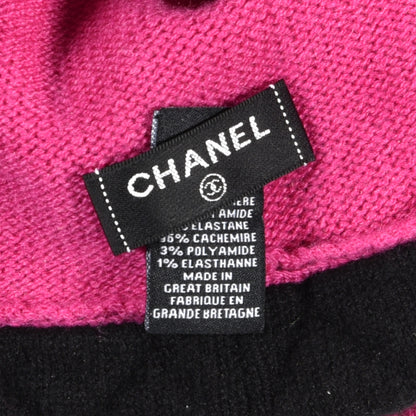 Chanel Cashmere Quilted CC Beanie Hat Pink Purple Black 4 of 4