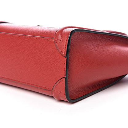 Celine Drummed Calfskin Nano Luggage Red 9 of 11