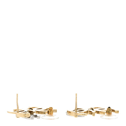 Chanel Crystal Pearl Double CC Drop Earrings Gold Silver 3 of 4