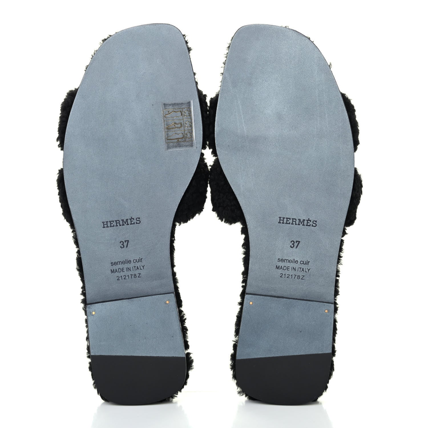 Hermes Woolskin Oran Sandals 37 Black 4 of 4