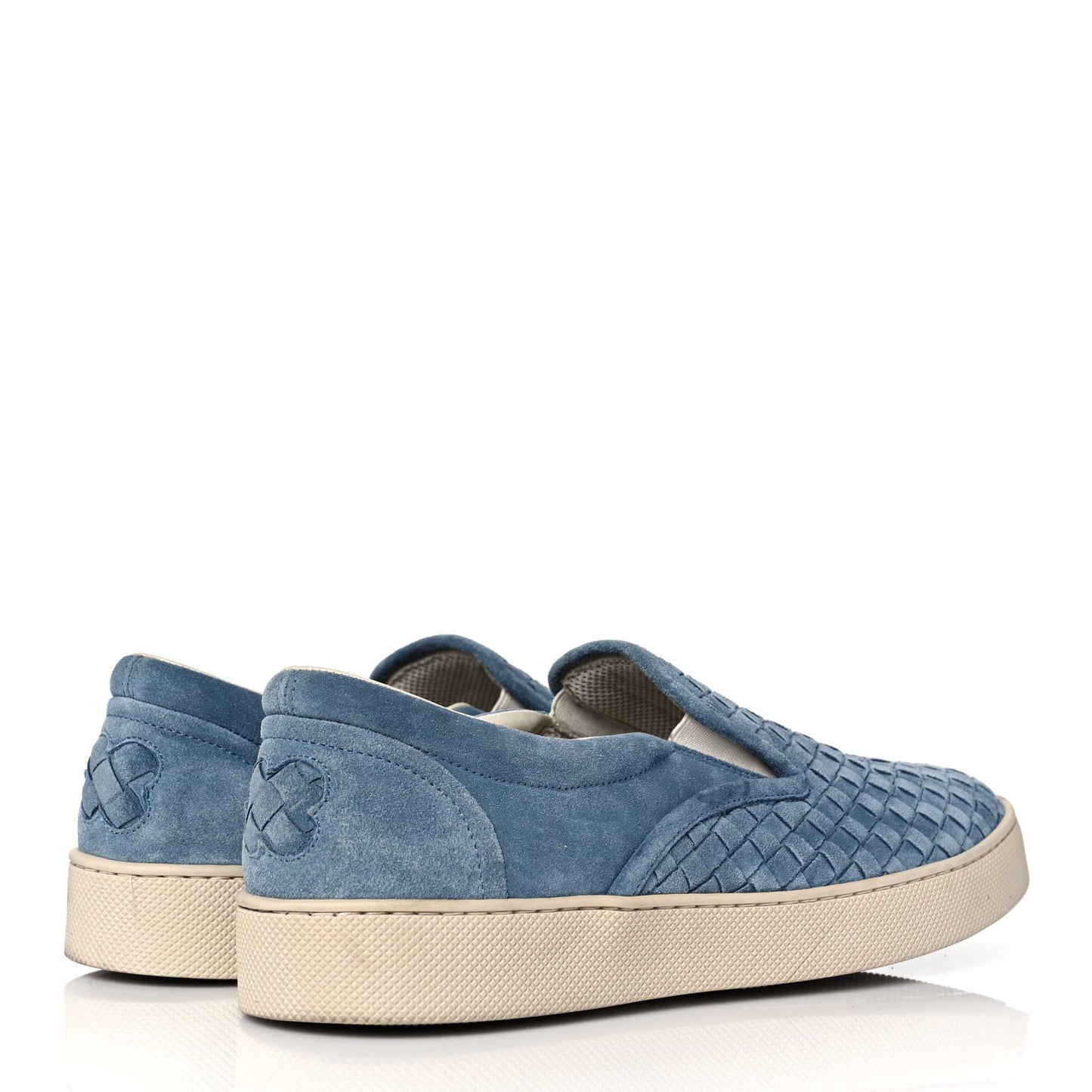 Nappa Intrecciato Suede Mens Slip On Sneakers 43.5 Blue