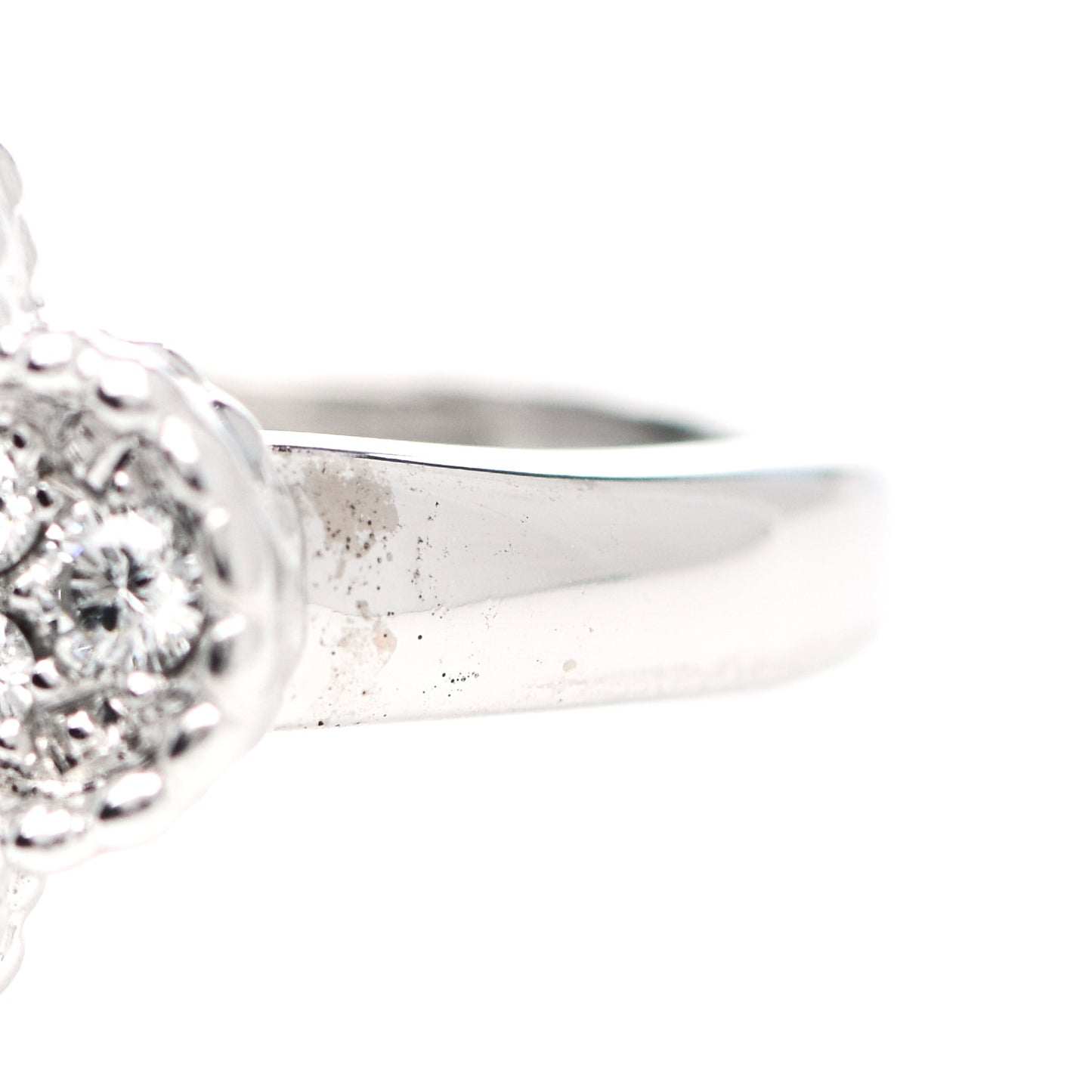 18K White Gold Diamond Vintage Alhambra Ring 52 6