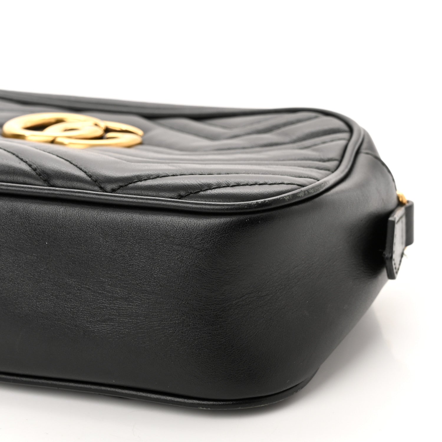 Gucci Calfskin Matelasse Small GG Marmont Chain Shoulder Bag Black 9 of 12