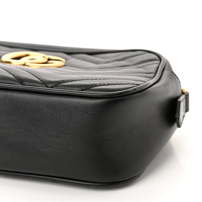 Gucci Calfskin Matelasse Small GG Marmont Chain Shoulder Bag Black 9 of 12