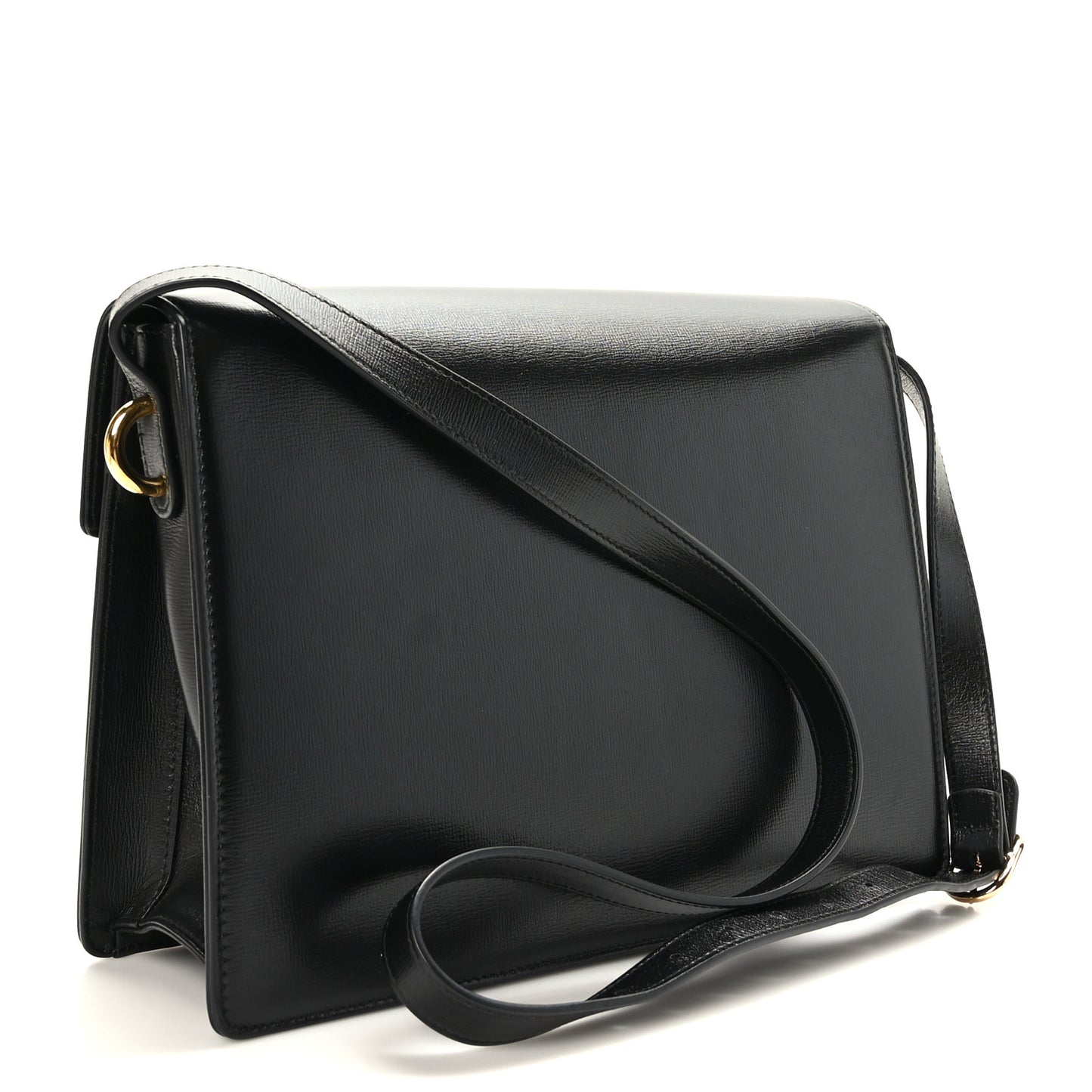 Textured Calfskin Medium Torchon GG Ring Shoulder Bag Black
