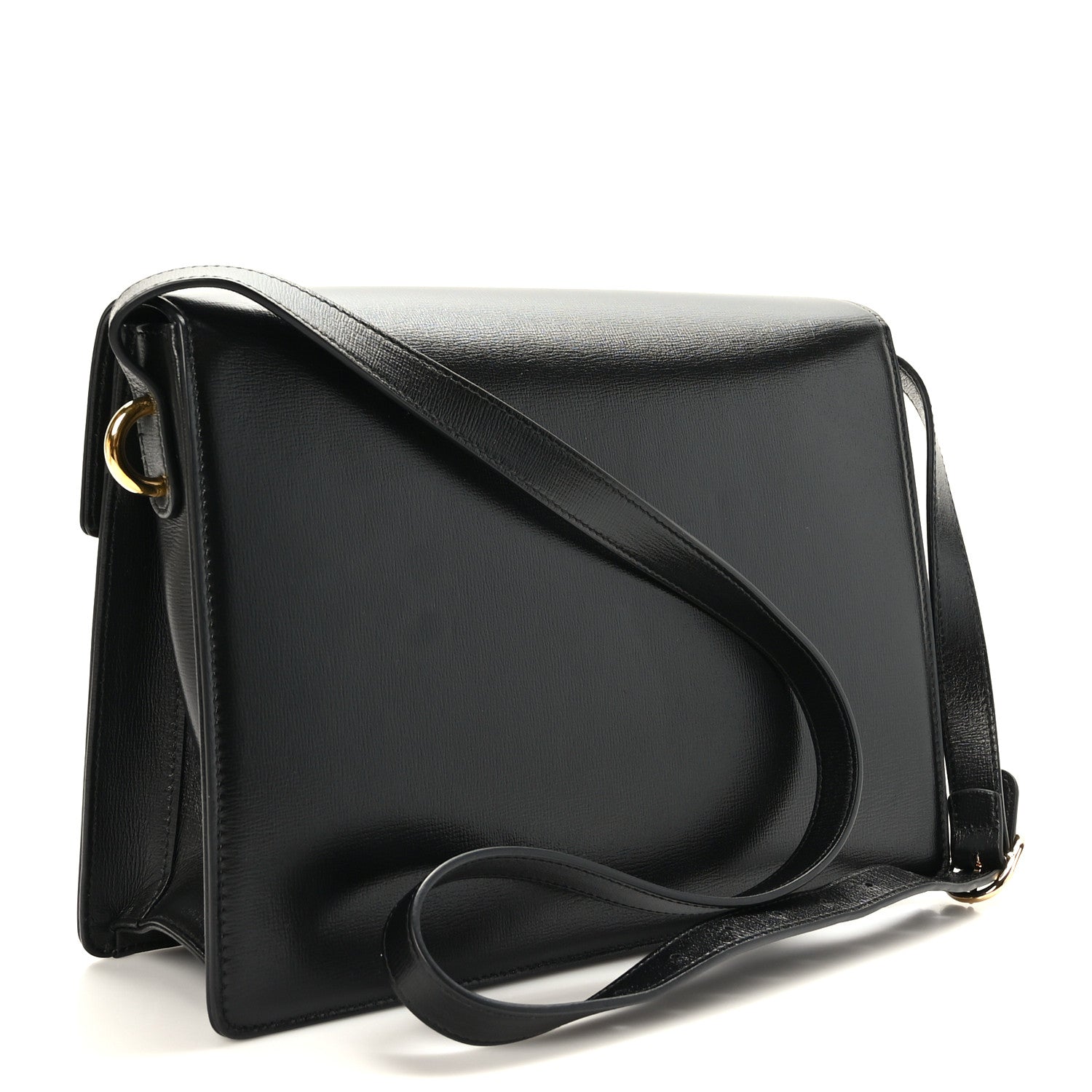 Gucci Textured Calfskin Medium Torchon GG Ring Shoulder Bag Black 3 of 9